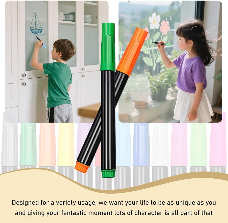 Unicelucky 12-Color Markers for LED Note Board with Colors, Compatible with Reusable Doodle Book, Light-Up Acrylic Message Boards,and LED Writing Boards, Neon Markers Erasable Pens (12) - Image 3